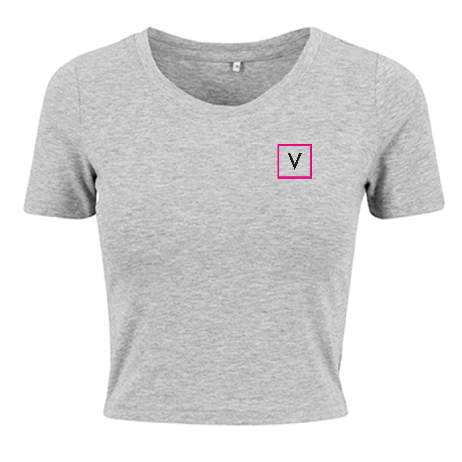 VENUS Girl's Cropped Top "V" - Heather Grey/Schwarz/Pink