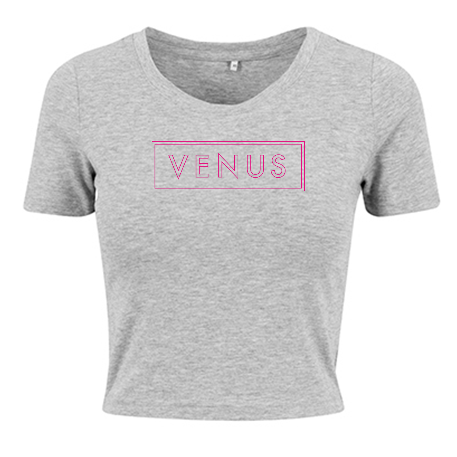 VENUS Girl's Cropped Top Logo - Heather Grey/Pink/Pink