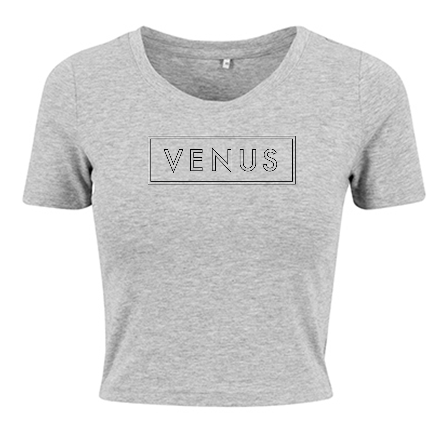 VENUS Girl's Cropped Top Logo - Heather Grey/Schwarz/Schwarz