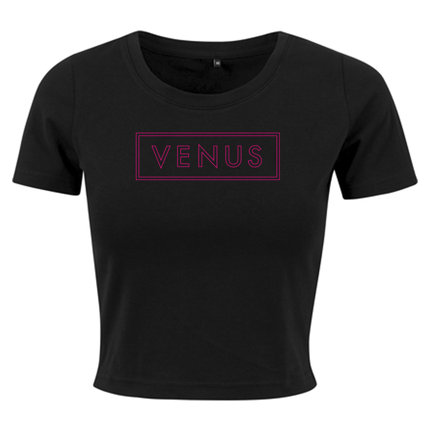 VENUS Girl's Cropped Top Logo - Schwarz/Pink/Pink