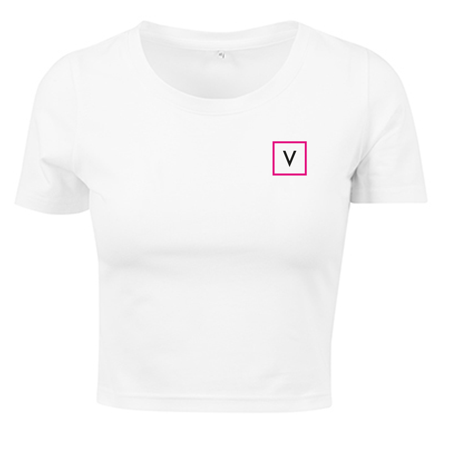 VENUS Girl's Cropped Top "V" - Weiß/Schwarz/Pink