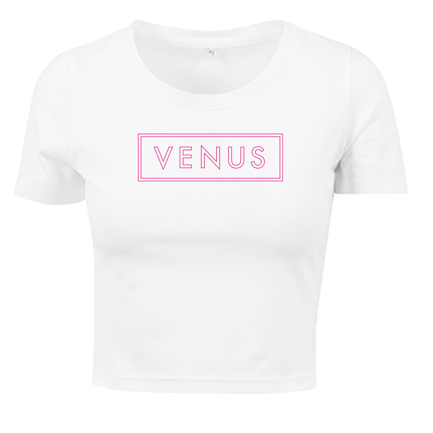 VENUS Girl's Cropped Top Logo - Weiß/Pink/Pink