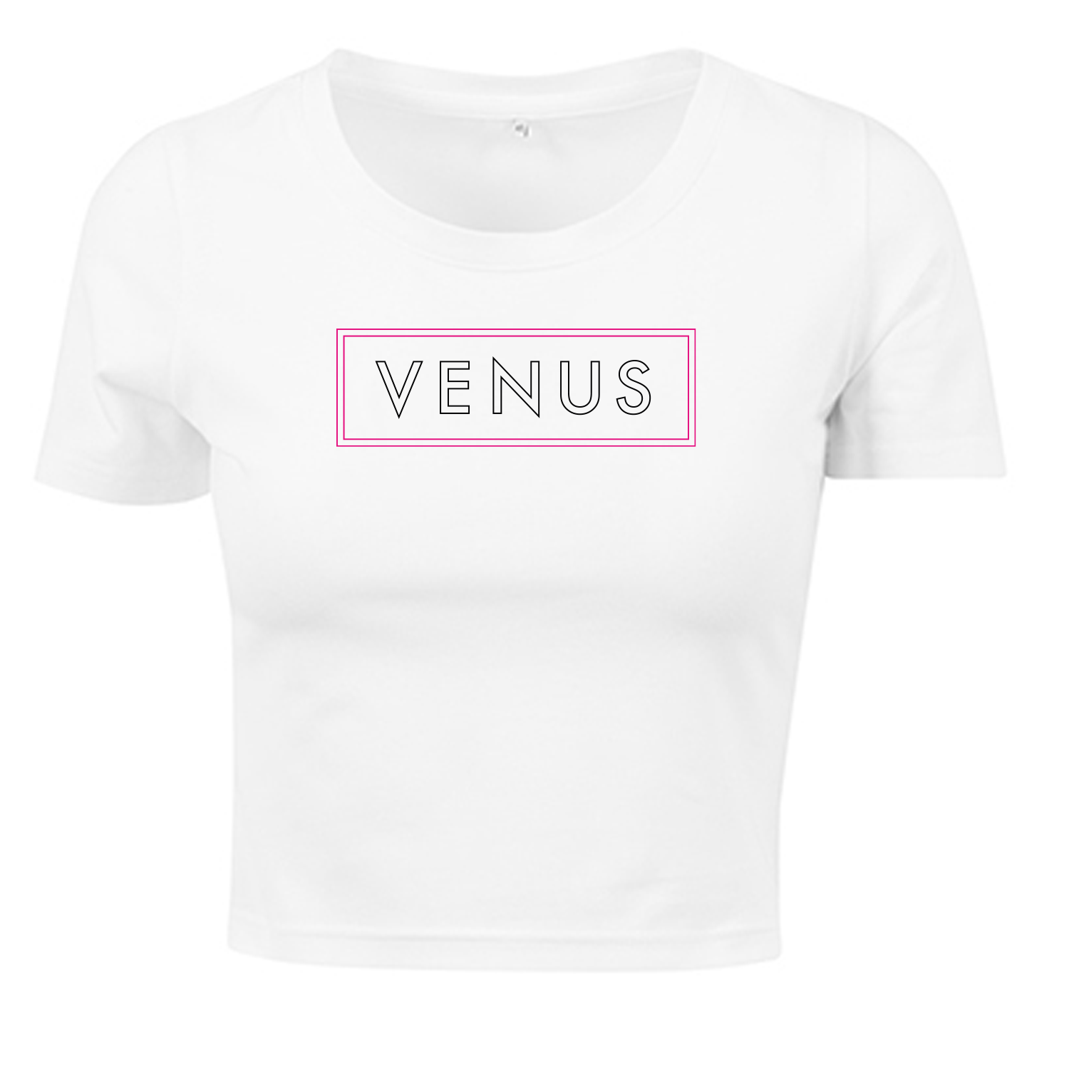 VENUS Girl's Cropped Top Logo - Weiß/Schwarz/Pink