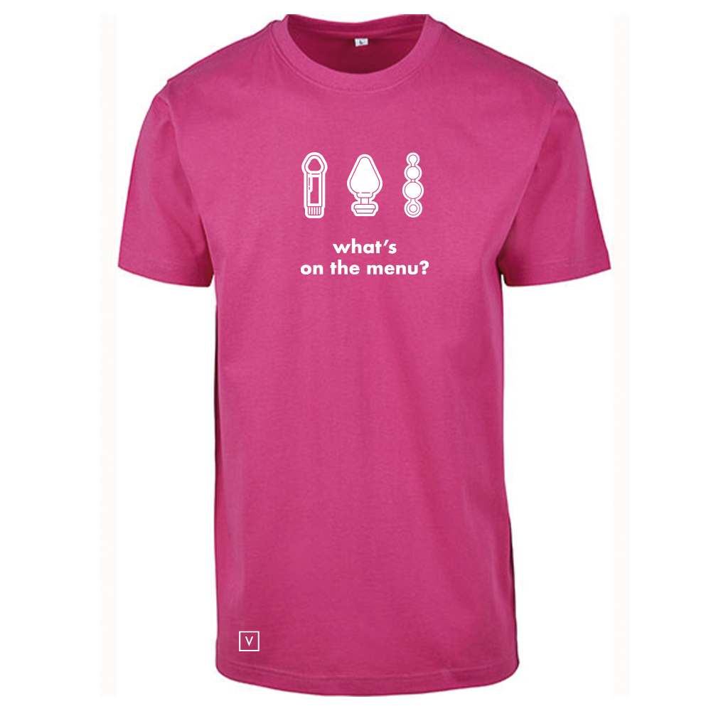VENUS T-Shirt "What' On The Menu" - Pink/Weiß